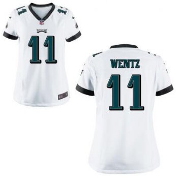 Women's Philadelphia Eagles #11 Carson Wentz White Road NFL Nike Game Jersey