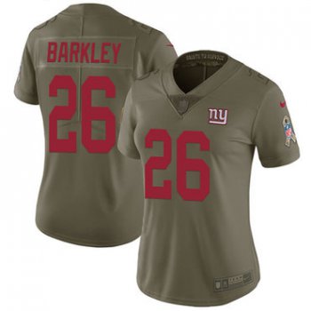 Nike Giants #26 Saquon Barkley Olive Women's Stitched NFL Limited 2017 Salute to Service Jersey