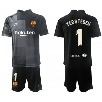 Men 2021-2022 Club Barcelona black goalkeeper 1 Soccer Jersey