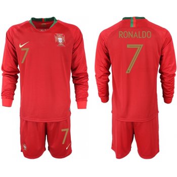 Portugal #7 Ronaldo Home Long Sleeves Soccer Country Jersey