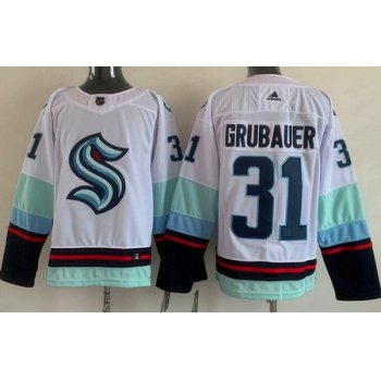 Men's Seattle Kraken #31 Philipp Grubauer White Authentic Jersey