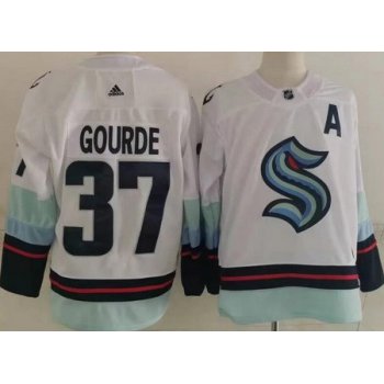 Men's Seattle Kraken #37 Yanni Gourde White Authentic Jersey