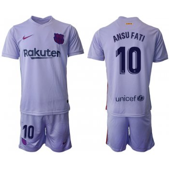 Men 2021-2022 Club Barcelona away purple 10 Soccer Jersey