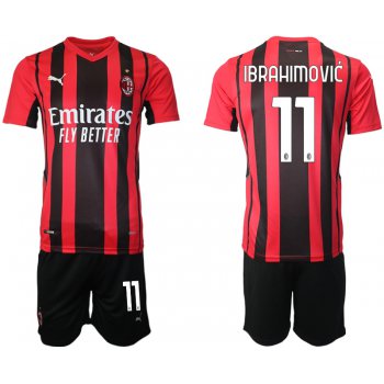 Men 2021-2022 Club AC Milan home red 11 Soccer Jersey