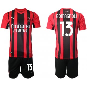 Men 2021-2022 Club AC Milan home red 13 Soccer Jersey