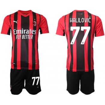 Men 2021-2022 Club AC Milan home red 77 Soccer Jersey