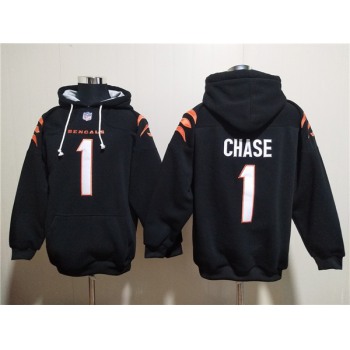 Men's Cincinnati Bengals #1 Ja'Marr Chase Black Pullover Hoodie