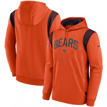 Mens Chicago Bears Orange Sideline Stack Performance Pullover Hoodie