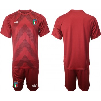 Mens Italy Blank Red Goalkeeper Soccer Jersey Suit