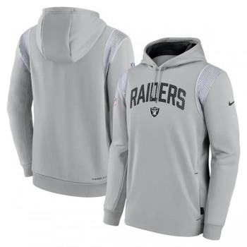 Mens Las Vegas Raiders Gray Sideline Stack Performance Pullover Hoodie