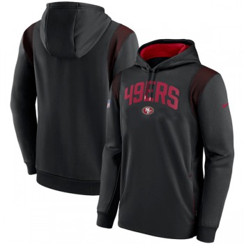 Mens San Francisco 49ers Black Sideline Stack Performance Pullover Hoodie