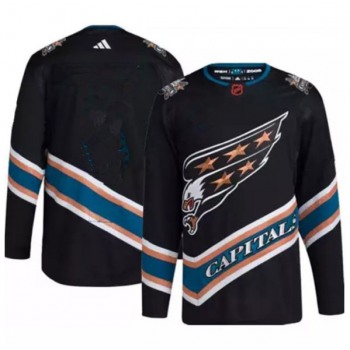 Men's Washington Capitals Blank Black 2022-23 Reverse Retro Stitched Jersey