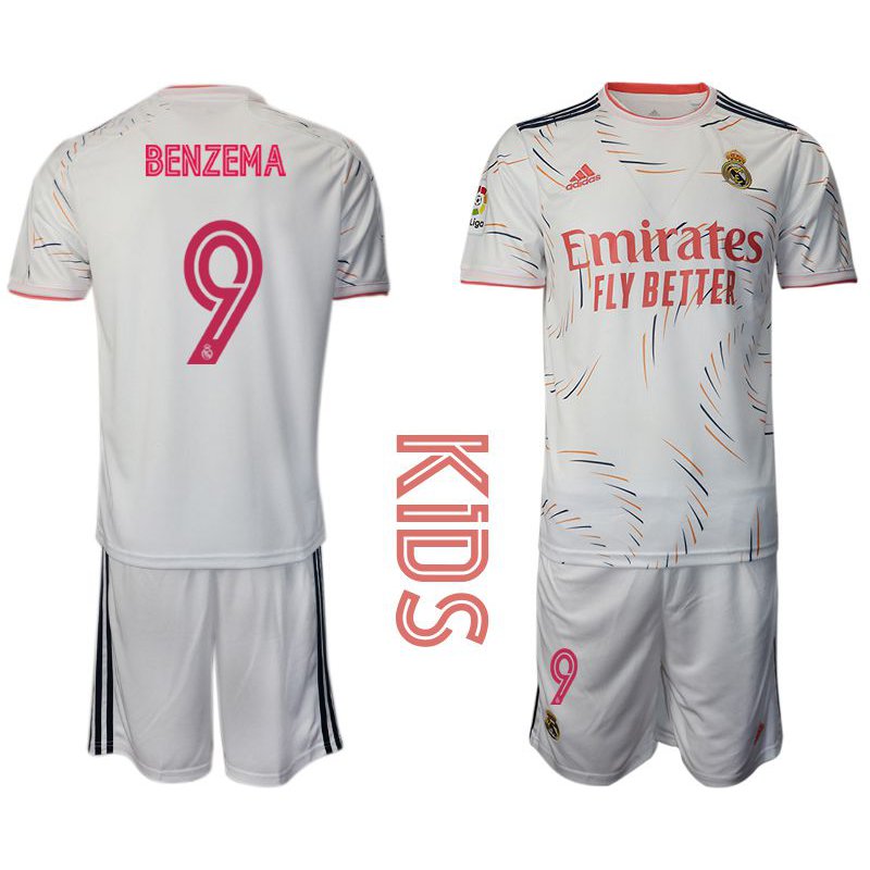Youth 20212022 Club Real Madrid home white 9 Adidas Soccer Jersey [ID